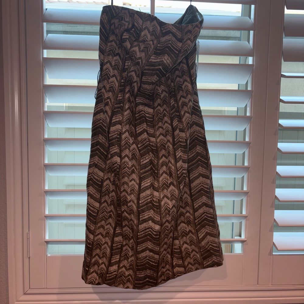 Michael Kors Strapless Brown Patterned Dress - image 1